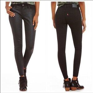 Levi's 535 Super Skinny Black Opal Coated Jeans Mid Rise Slim Stretch NWT Sz 31